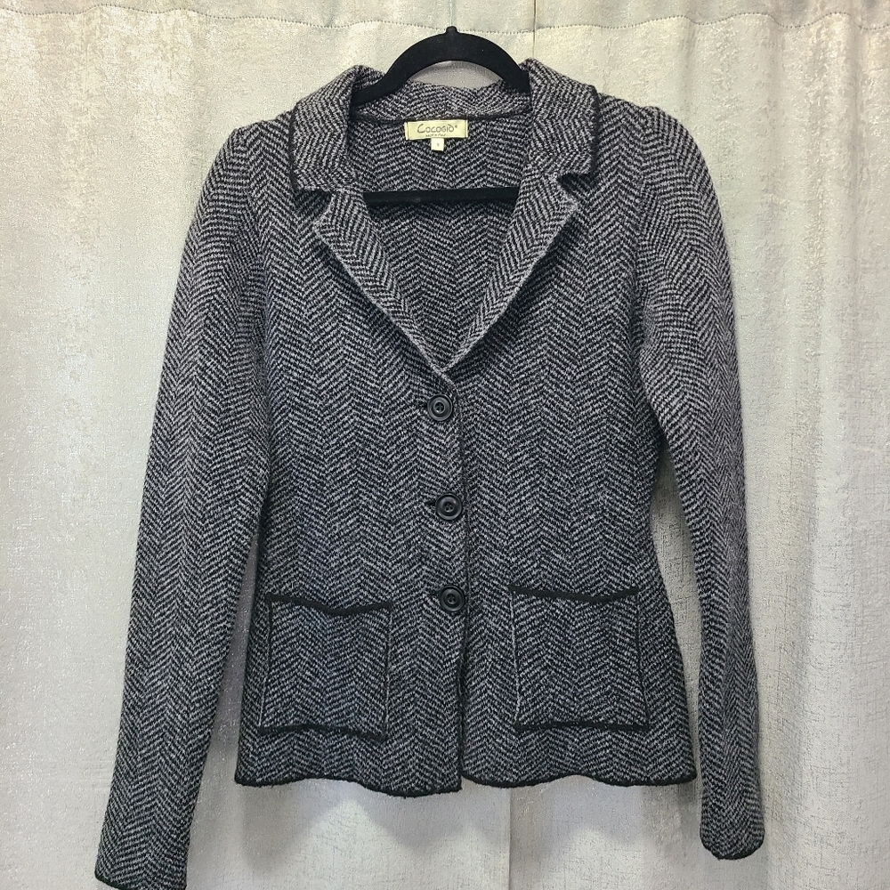 Cocogio Gray Herringbone Blazer‎ ITALY SMALL